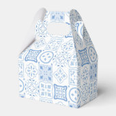 Eenvoudige blauwe en witte tegel citroen trouw bru bedankdoosjes (Achterkant)