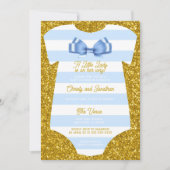 eenvoudige blauwe en witte unitard Baby Shower  Kaart (Voorkant)