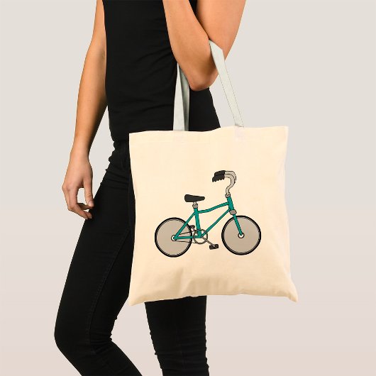 Eenvoudige Blauwe Fiets Retro Fiets Tote Bag