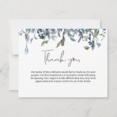 Eenvoudige Blauwe Floral Greenery Funeral Dank u Bedankkaart (Voorkant)