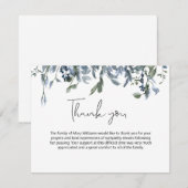 Eenvoudige Blauwe Floral Greenery Funeral Dank u Bedankkaart (Voorkant / Achterkant)