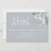 Eenvoudige Blauwe Floral Rehearings Dinner QR Code Kaart (Voorkant)