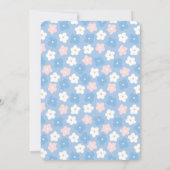 Eenvoudige blauwe Floral Waterverf Cute Birth Aankondiging (Achterkant)