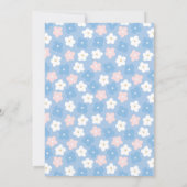 Eenvoudige blauwe Floral Waterverf Cute Birth Aankondiging (Achterkant)