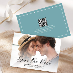 Eenvoudige Blauwe Foto Huwelijk "Save the Date" Ka Save The Date