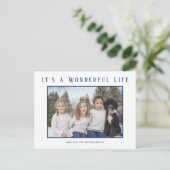 Eenvoudige blauwe foto minimalistische moderne ker feestdagenkaart (Staand voorkant)