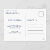 Eenvoudige blauwe foto minimalistische moderne ker feestdagenkaart (Achterkant)