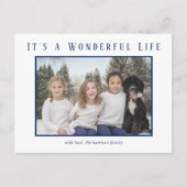 Eenvoudige blauwe foto minimalistische moderne ker feestdagenkaart (Voorkant)