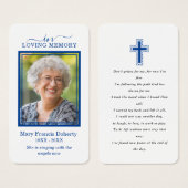 Eenvoudige blauwe foto Sympathie Funeral Prayer Ca Visitekaartje (Voorkant /achterkant)