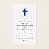 Eenvoudige blauwe foto Sympathie Funeral Prayer Ca Visitekaartje (Achterkant)