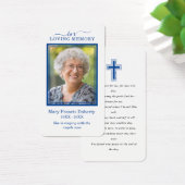 Eenvoudige blauwe foto Sympathie Funeral Prayer Ca Visitekaartje (Bureau)