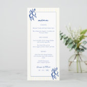 Eenvoudige Blauwe & Gele Doodle Citroenen Huwelijk Menu (Staand voorkant)