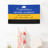 Eenvoudige blauwe gele zwarte GraduPartij Spandoek (Insitu)