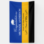 Eenvoudige blauwe gele zwarte GraduPartij Spandoek (Verticaal)