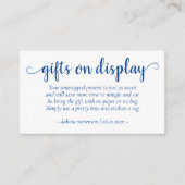 Eenvoudige blauwe geschenken tentoongesteld | Ceru Informatiekaartje (Voorkant)