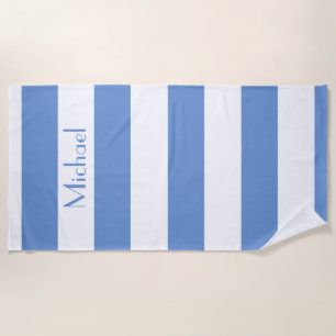 Eenvoudige Blauwe Gestreepte Strandtowel Strandlaken