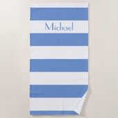 Eenvoudige Blauwe Gestreepte Strandtowel Strandlaken (Voorkant)