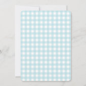 Eenvoudige blauwe Gingham foto aangepaste pasgebor Aankondiging (Achterkant)
