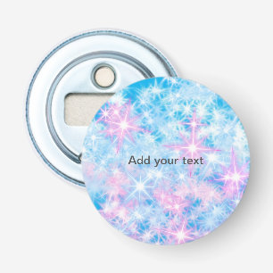 Eenvoudige blauwe glittersparkelsterren voeg uw te button flesopener