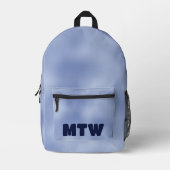 Eenvoudige Blauwe Gradiënt en Monogram Tekst Sjabl Bedrukte Rugzak (Voorkant)