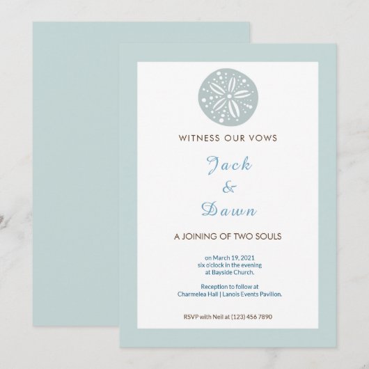 Eenvoudige blauwe groene en dollaire uitnodiging t (Voorkant / Achterkant)