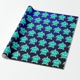 Eenvoudige  blauwe groene schildpad blauwgroen Zee Cadeaupapier
