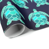 Eenvoudige blauwe groene schildpad blauwgroen Zee Cadeaupapier (Rol Hoek)