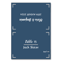 Eenvoudige Blauwe Handgeschreven Script Trouwtafel Kaart