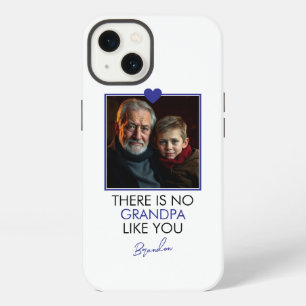Eenvoudige Blauwe Hart Klein kind Grootouder Foto iPhone 13 Hoesje