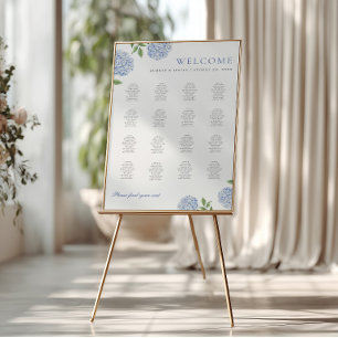 Eenvoudige Blauwe Hortensia XL Stoelenkaart Poster