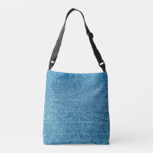 Eenvoudige blauwe jans Denim Textile Textile | Crossbody Tas (Achterkant)