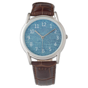 Eenvoudige blauwe jans Denim Textile Textile   Horloge