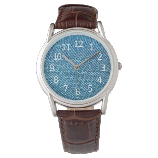 Eenvoudige blauwe jans Denim Textile Textile | Horloge (Voorkant)