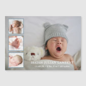 Eenvoudige blauwe jongen Foto Collage Birth Announ Magnetische Uitnodiging (Voorkant)