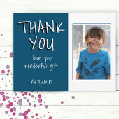 Eenvoudige blauwe jongen Foto Dank je verjaardag Briefkaart