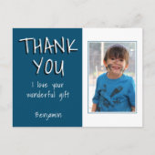 Eenvoudige blauwe jongen Foto Dank je verjaardag Briefkaart (Voorkant)