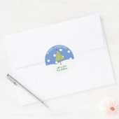 Eenvoudige blauwe kerstboom ronde sticker (Envelop)