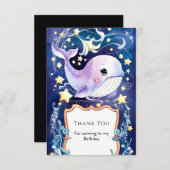 Eenvoudige Blauwe Kinderen Walvis Verjaardag Bedankkaart (Voorkant / Achterkant)