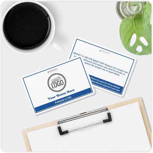 Eenvoudige blauwe kleurenbloknaam badge