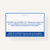 Eenvoudige blauwe kleurenbloknaam badge (Achterkant)