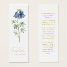 Eenvoudige blauwe klokje rouwherdenking bladwijzer