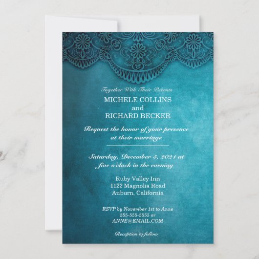 Eenvoudige blauwe legance bruiloft kaart (Voorkant)