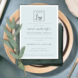 Eenvoudige Blauwe Logo Bedrijfs Grote Opening nodi Bedankkaart