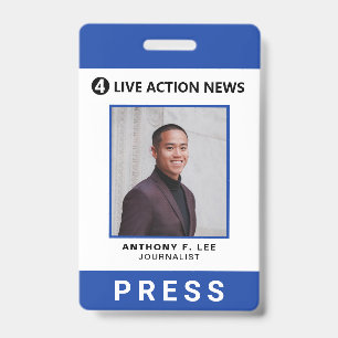 Eenvoudige blauwe logo druk werknemer pasfoto ID Badge