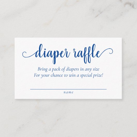 Eenvoudige blauwe luier Raffle | ceruleaans Baby s Informatiekaartje (Voorkant)