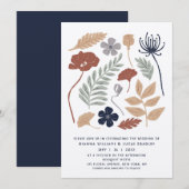 Eenvoudige blauwe mammoetbloemen - Moderne bruilof Kaart (Voorkant / Achterkant)