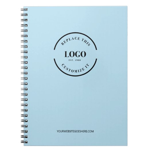 Eenvoudige BLAUWE Minimalistische Aangepaste Logo  Notitieboek (Voorkant)