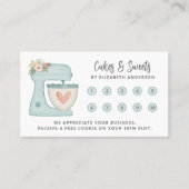 Eenvoudige Blauwe Mixer Bloemencake Bakkerij Busin Klantenkaartje (Voorkant)