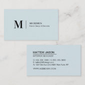 Eenvoudige Blauwe Moderne Minimalistische Visiteka Visitekaartje (Voorkant / Achterkant)