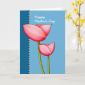 Eenvoudige blauwe Moederdag Flowers Kaart (Gele Bloem)